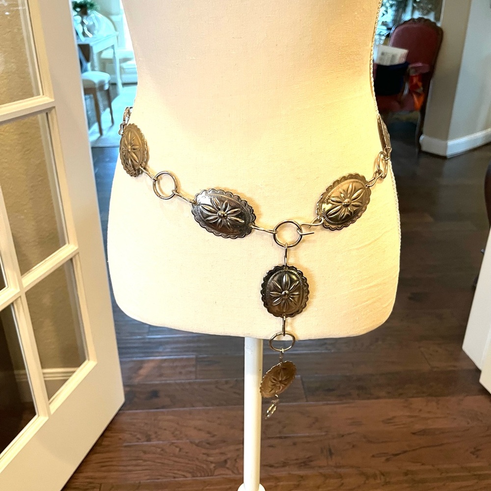 Western Concho Silver-Tone Drop Belt - Silver